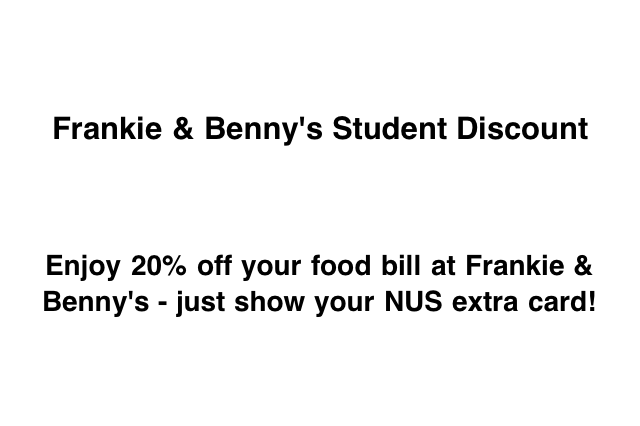Frankie & Benny's discount page on NUS Extra iPhone App